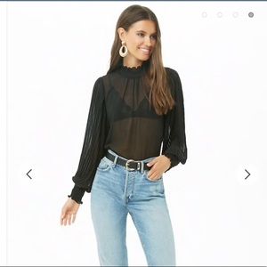 Sheer Pleated Top
